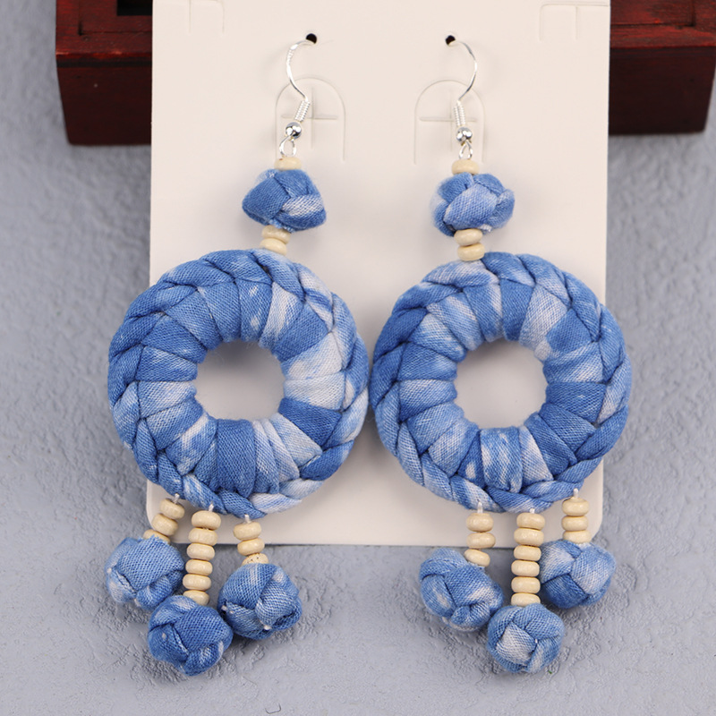 ethnic woven earrings from Yunnan province handmade