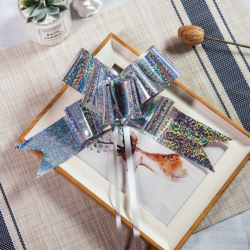 Venta caliente transfronteriza 50 láser mano dibujado flor Regalo De vacaciones decoración del partido arco dibujado flor cinta Navidad dibujado flor