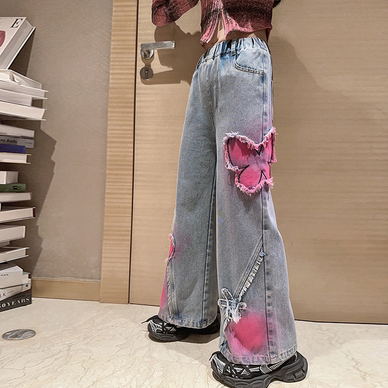 Mother & Kids Spring and Autumn New Style Medium and Large Children Personality Fashion Spring Clothes Loose Wide Leg Pants Wholesale_voghion.com