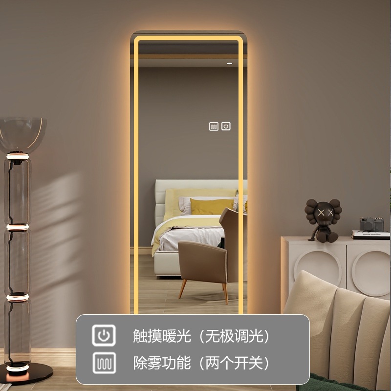 Espejo inteligente de detección cuadrada pantalla táctil dormitorio luminoso led pared prueba de vestir todo el cuerpo espejo espejo de baño image 14