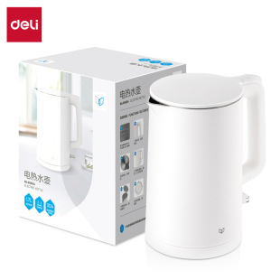 Deli 85604 Electric Water Kettle (1.7L) (White) Large Capacity Stainless Steel Water Kettle Simple Office Home