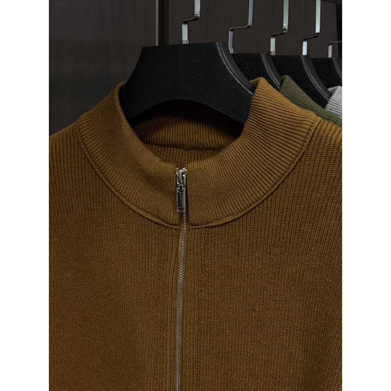 Suéter de hombre con cremallera de punto Cardigan de invierno nuevo cuello de media altura suéter de manga larga de viento perezoso chaqueta