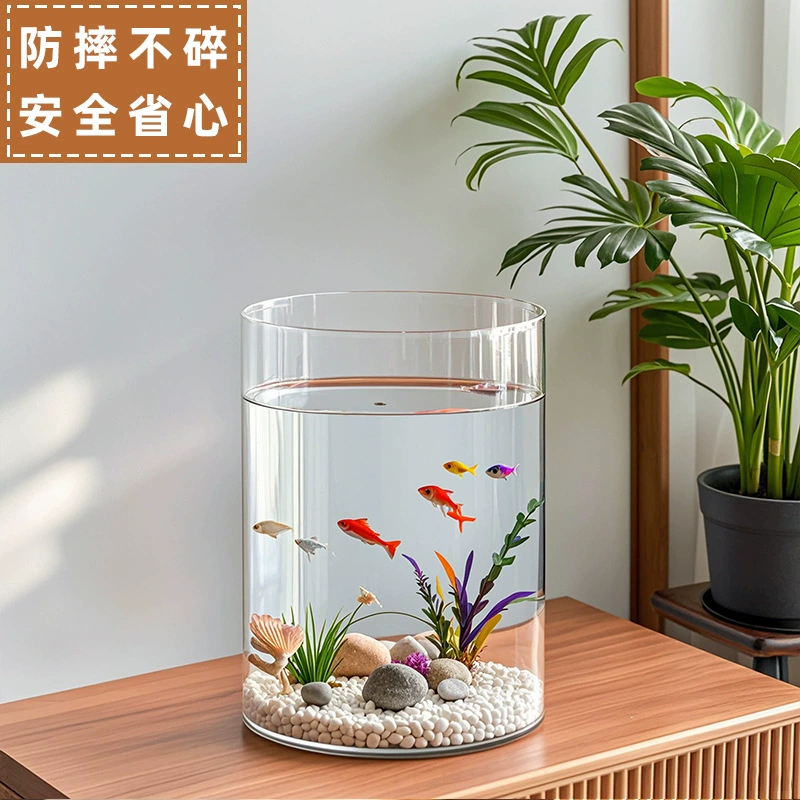 Антипадение и высокая проницаемость небольшой экологический настольный аквариум прозрачный акриловые пластиковые имитационные стеклянные круглые аквариум с золотыми рыбками очень большой