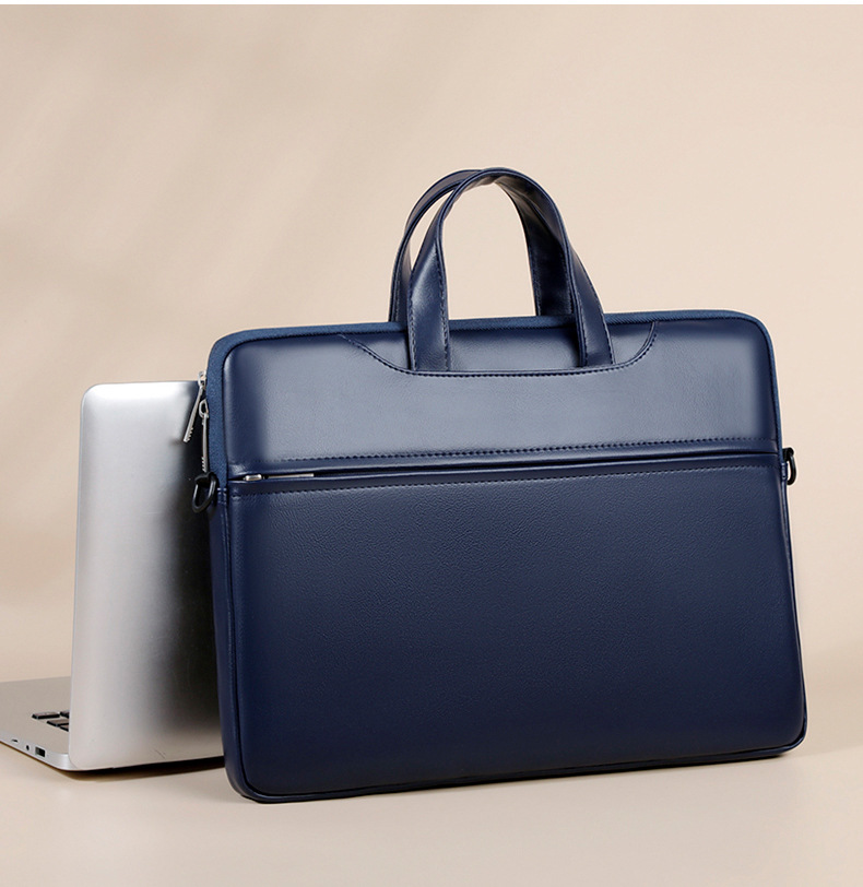 2023新款手提電腦包純色時尚休閒公文包男士單肩斜挎包一件代發