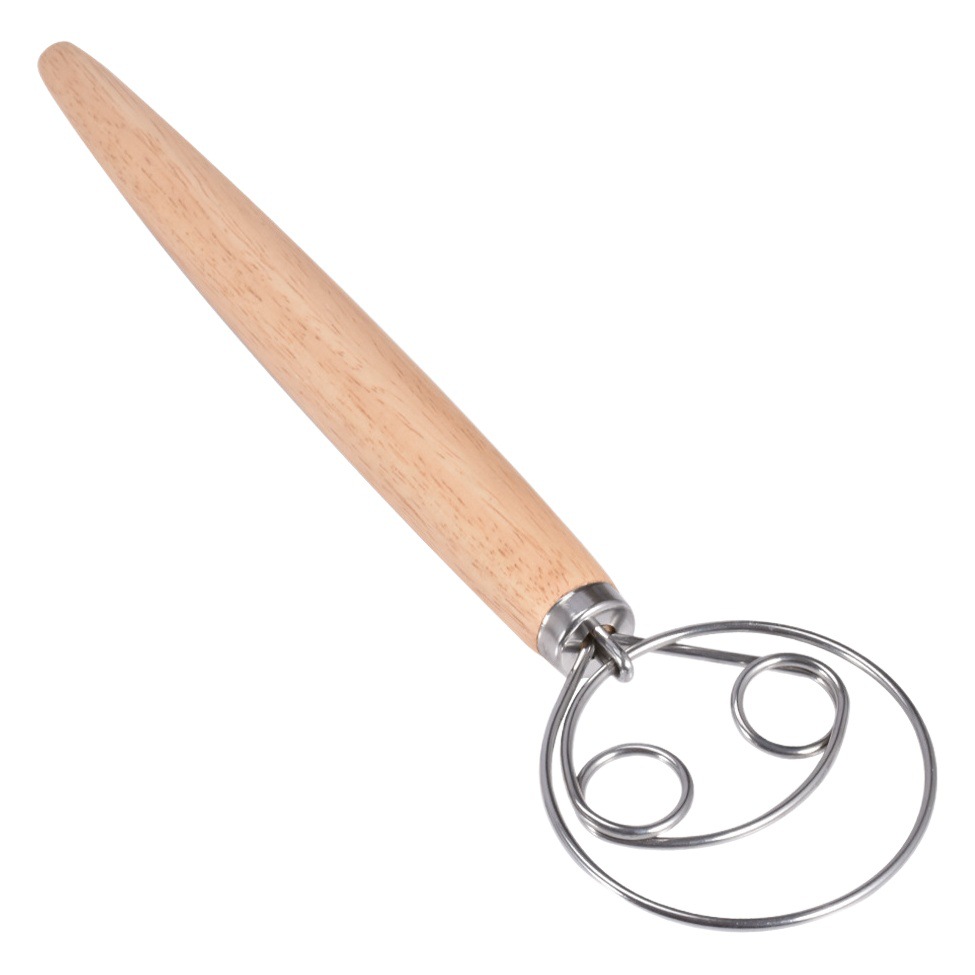 Mejorada de 13 pulgadas mango de roble bobina de masa danesa fabricante de harina herramienta para hornear harina manual de hogar agitación