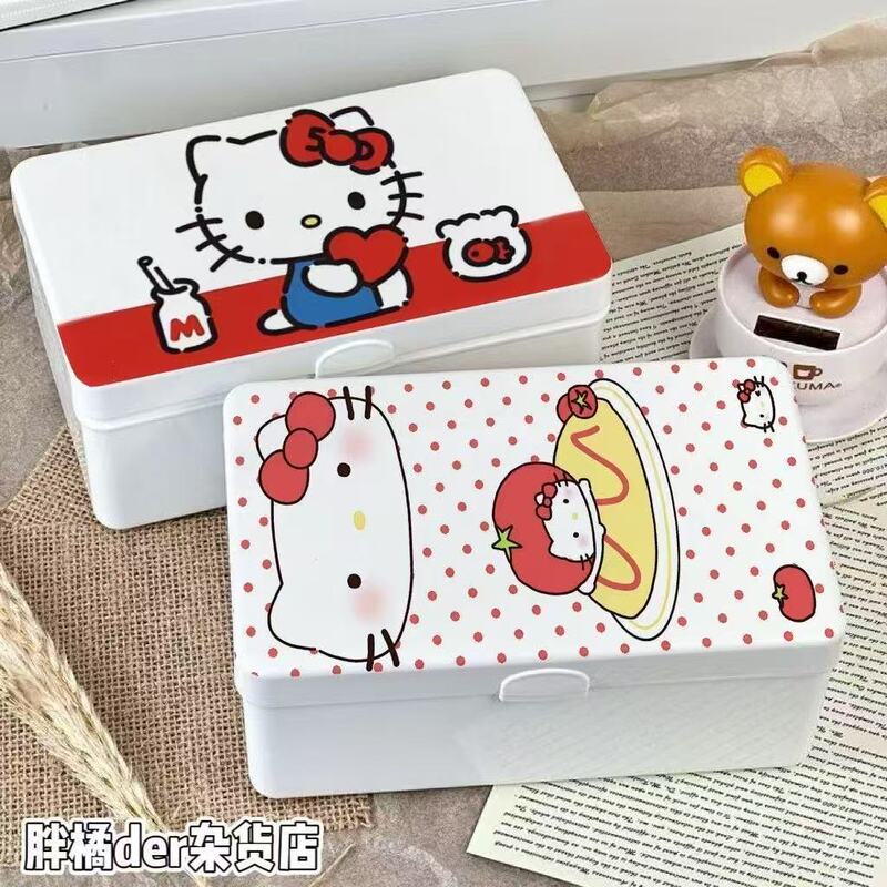 Extra-large capacity flip-top storage box, cute Hello Kitty storage box, organizer for cards, miscellaneous items, and phone cases, waterproof Extra-large capacity flip-top storage box, cute Hello Kitty storage box, organizer for cards, miscellaneous items, and phone cases, waterproof