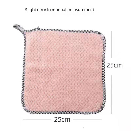 Coral velvet pineapple pattern small square towel, oil-repellent, thick, water-absorbent, hanging strap, kitchen dishwashing towel, cleaning cloth, handkerchief