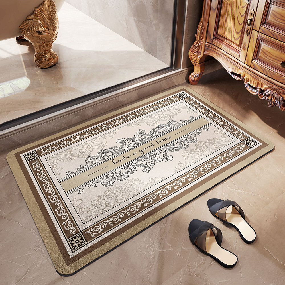 Cross-border wabi-sabi style bathroom floor mat absorbent diatom mud bathroom quick-drying foot door mat toilet door anti-slip mat