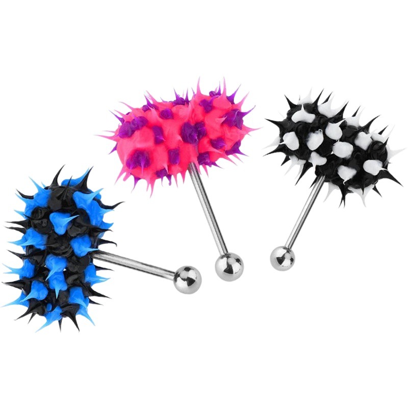 スポット卸売りステンレス振動舌釘シリカゲルチタン鋼振動マッサージ舌リング人体穿刺アクセサリー