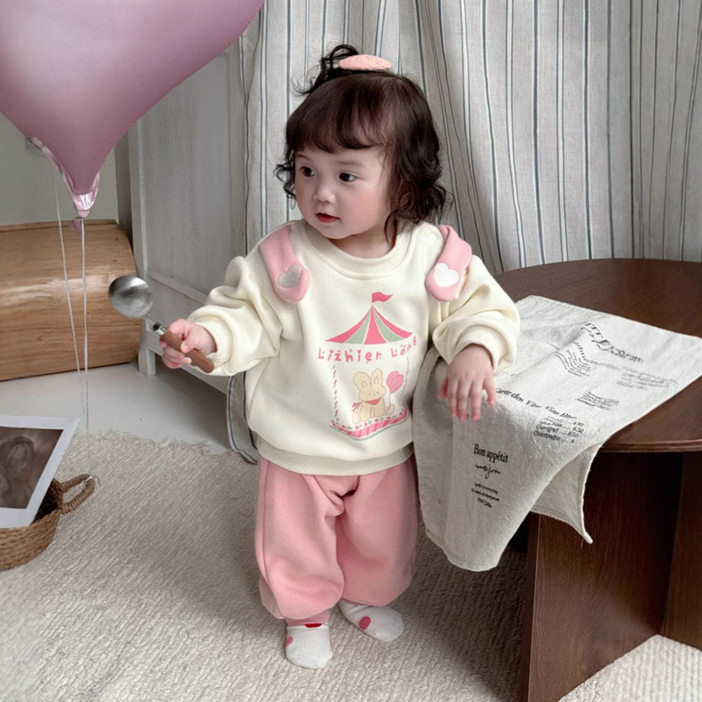 2024 nuevo traje para niños de otoño e invierno 1-3 años de edad, suéter grueso y cálido, suéter, traje de dos piezas