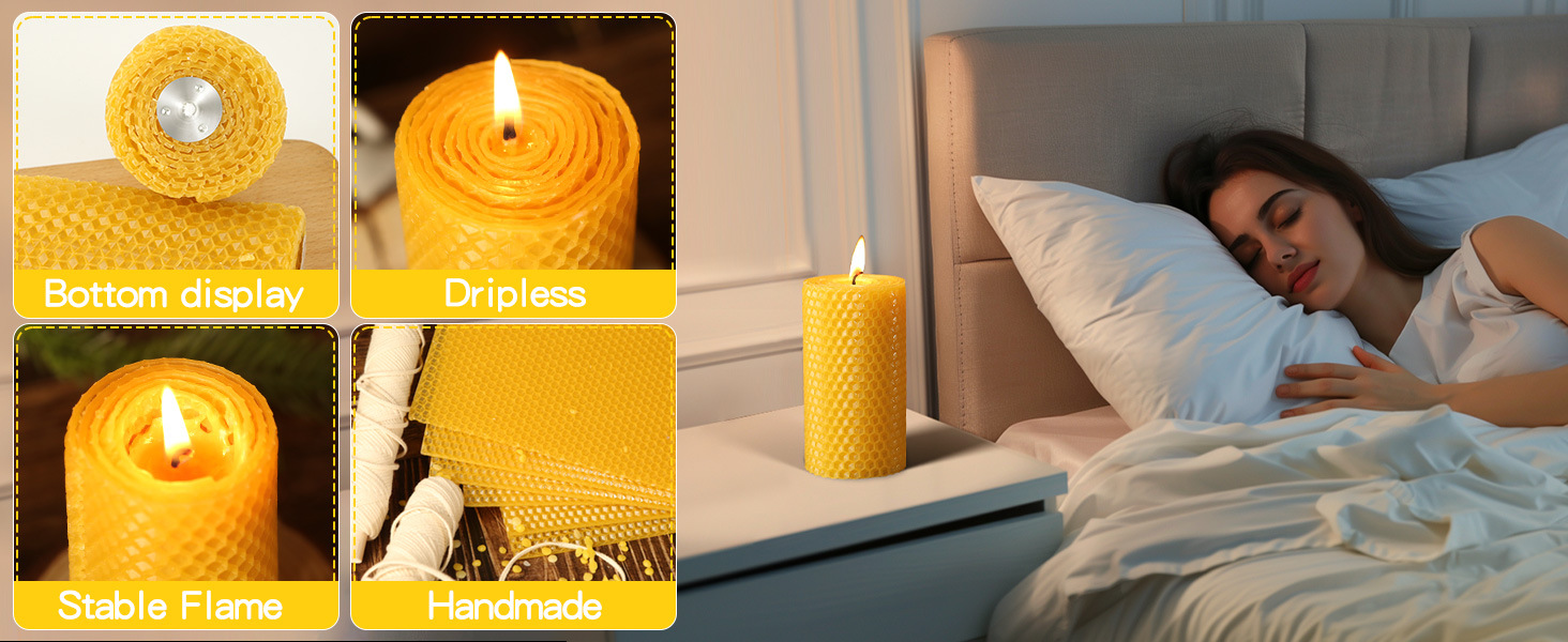 Natural Beeswax Pillar Candles亚马逊爆款蜂蜡片状手工蜡烛天然-阿里巴巴