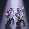 Fashionable purple zirconium, silver earrings, 2021 collection, wholesale, suitable for import