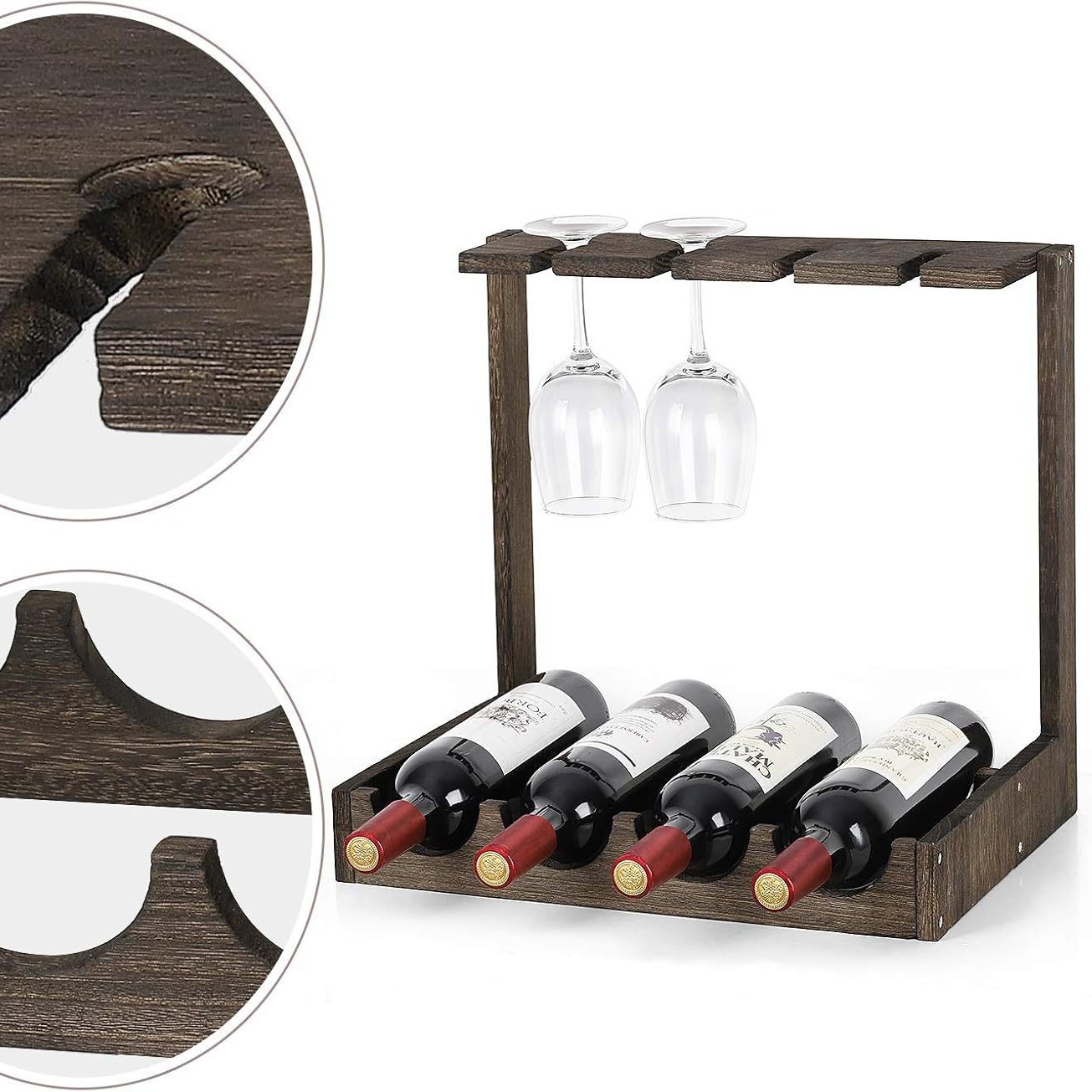 Nuevo estilo transfronterizo estilo country americano copa colgante boca abajo estante de almacenamiento de botellas de vino de escritorio retro estante de almacenamiento de vino al por mayor