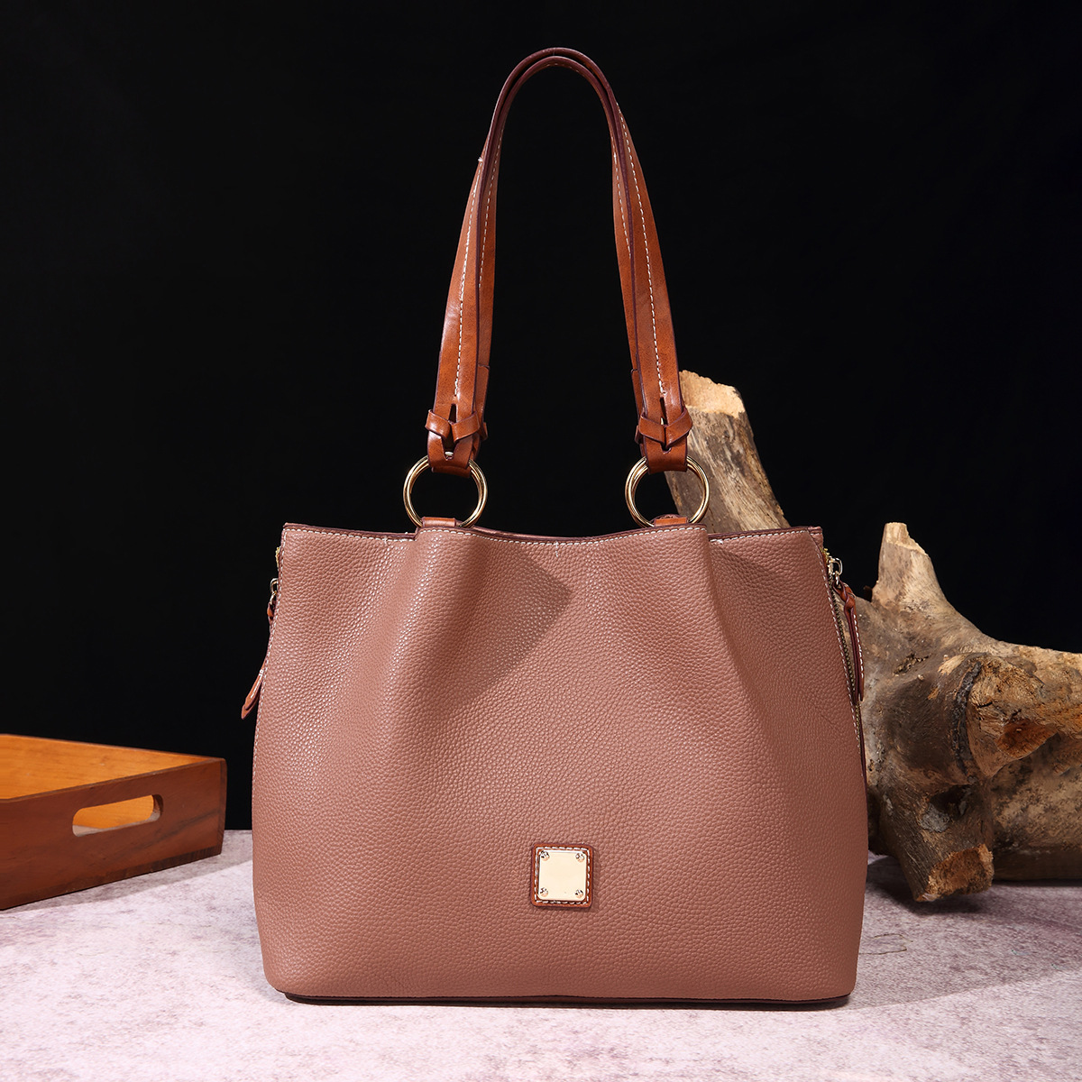 Retro Pebble Lychee Particle Texture Single Shoulder Mother-in-law Women's Bag Large Capacity_voghion.com