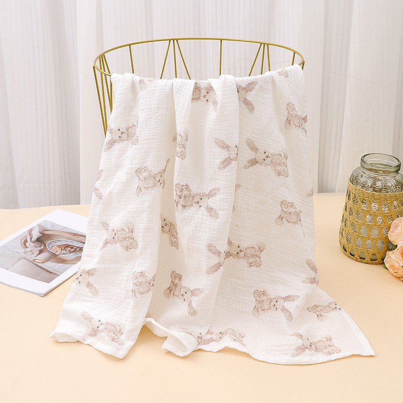 Oso impreso Manta de algodón de doble capa manta de gasa manta de bebé Toalla de baño manta de bebé envoltura toalla swaddling