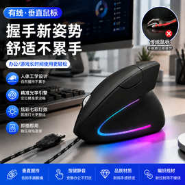 跨境USB有线垂直鼠标护腕鼠标Vertical Mouse通用垂直鼠标
