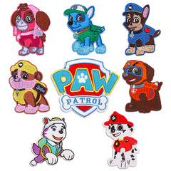 Cartoon Animal Dog Embroidered Fabric Patch for Children's Clothing, Dog Shield Embroidered Badge, PAW Patrol Patch with Adhesive Backing