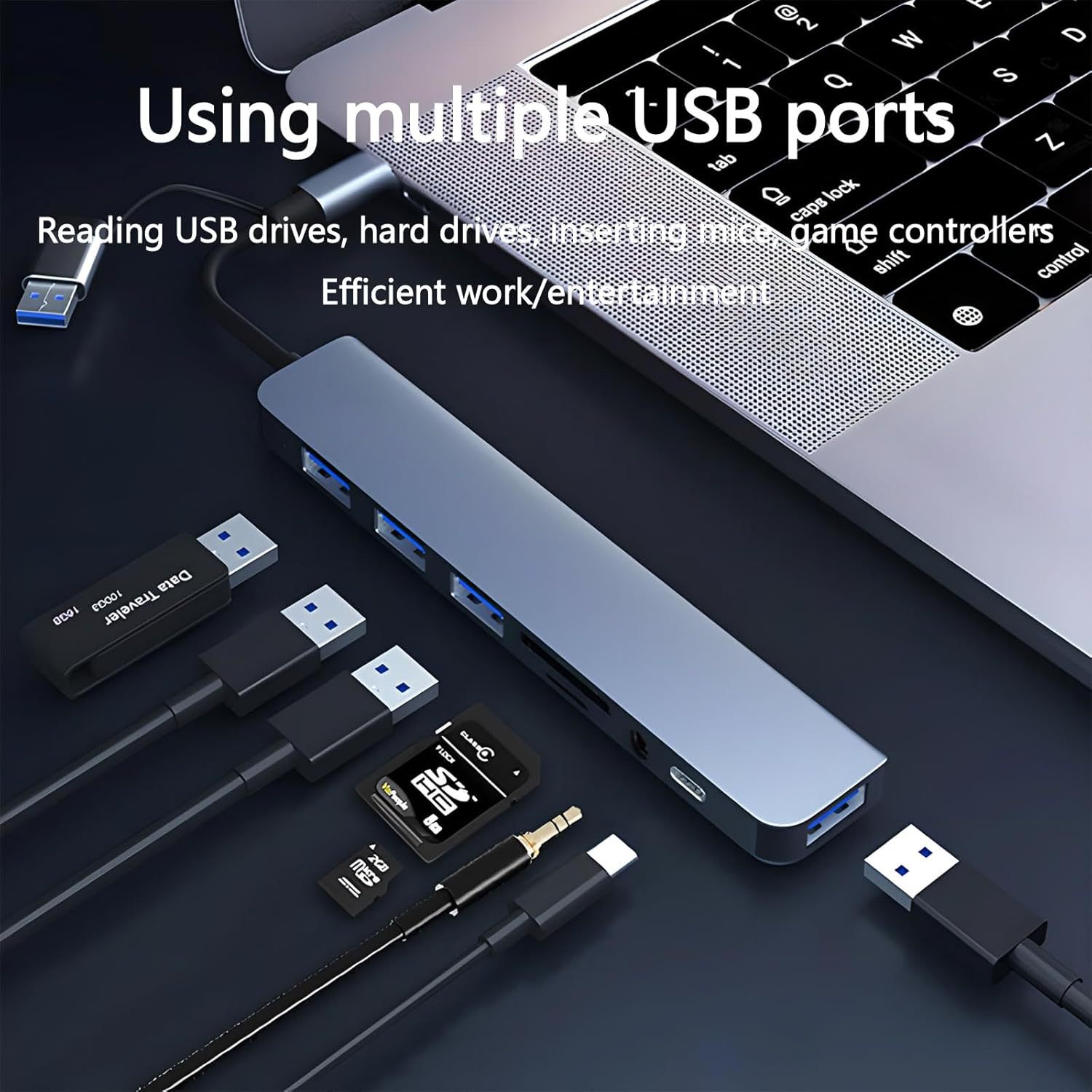 USB3.0 Expansor de doble cabeza Hub de alta velocidad 7 puerto Dock divisor multifunción PC Dock image 4