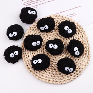 Cute Black Briquettes Plush Brooch Hole Shoes Fur Ball Shoe Buckle diy Bag Shoes Clothing Accessories Shoelace Buckle