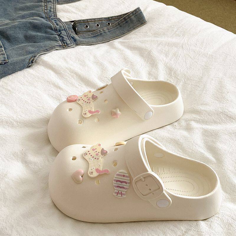 Super Cute Kitten Eva Clogs for Women, Versatile Non-Slip Thick-Soled Height-Increasing Sandals for Students, Suitable for Beach Vacations