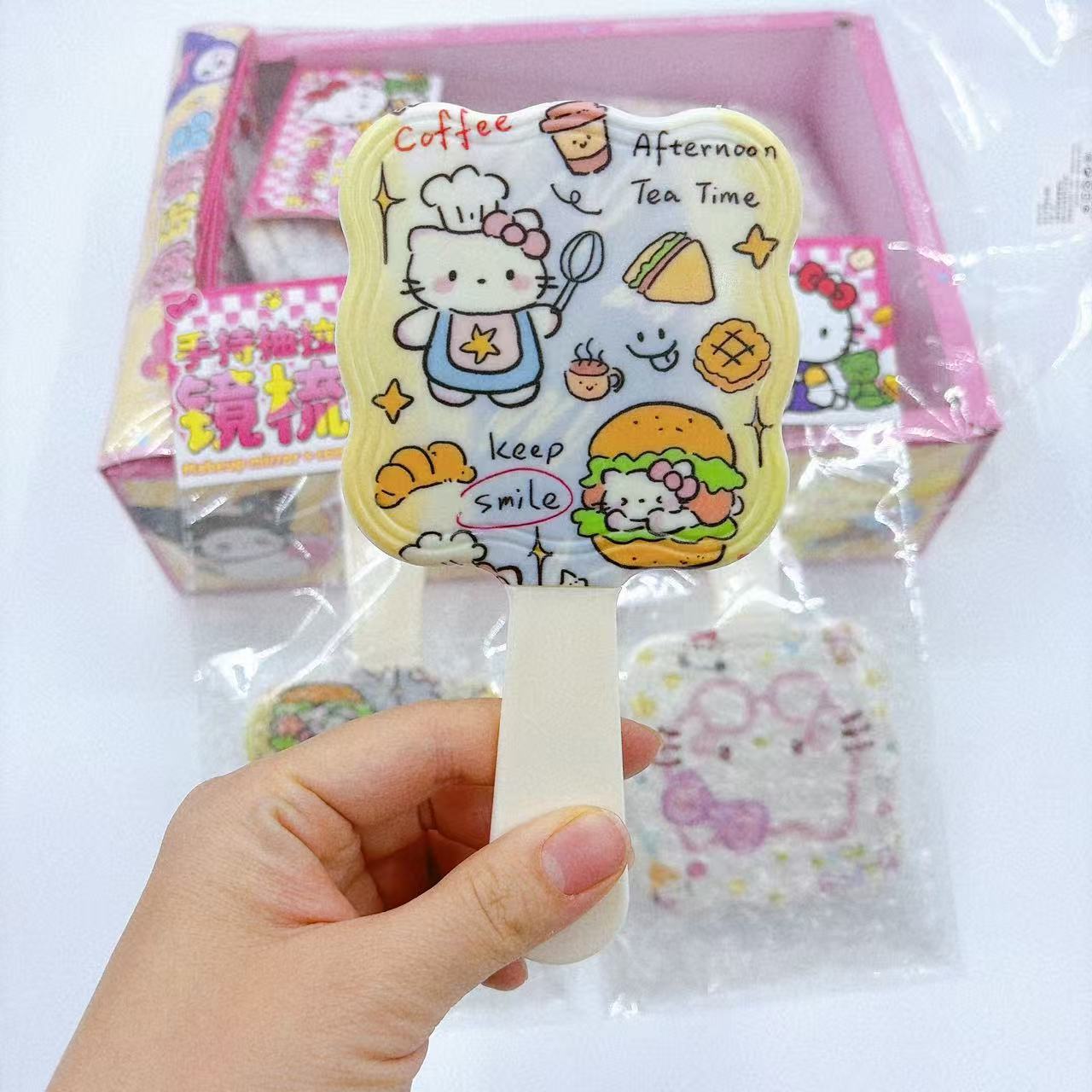 Espejo de extracción de mano pein 2 - en - 1 pein espejo tipo dibujos animados manejo portátil dormitorio maquillaje lindo nuevo maquillaje