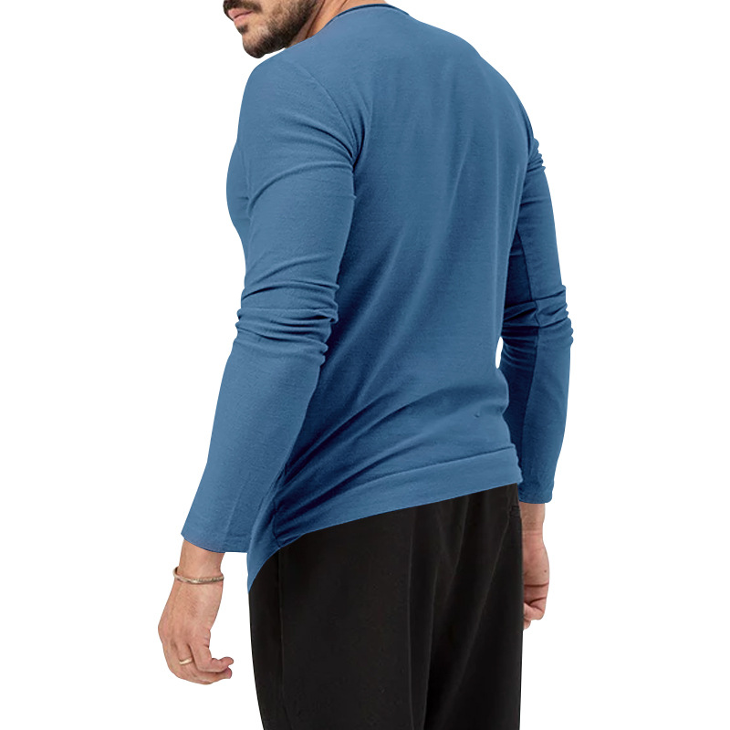 2024 European Men's Spring Autumn Round Neck Long Sleeved T-Shirt Loose Pullover Casual Men's T-Shirt Basic Tees Top_voghion.com