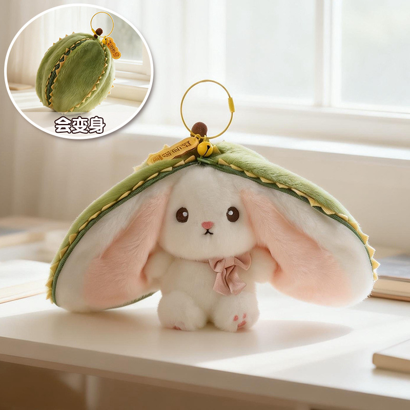 Lindo conejo transformación pequeña fruta muñeca de juguete de peluche niños muñeca calmante dormir muñeca novias regalo