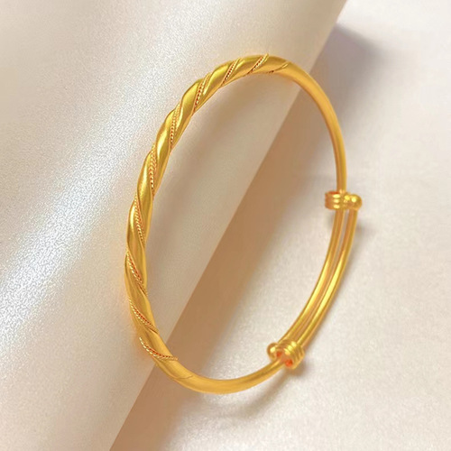 Gold-plated Sand Beads Bracelet 4N Crochet Women's Style Copper with Gold-plated Inheritance of Ancient Techniques Unique Design Wholesale