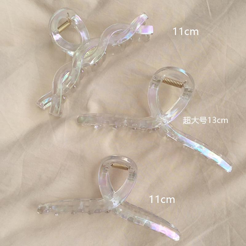 智贝详情图_2韩国ins夏季人鱼姬镭射抓夹简约透明大号鲨鱼夹