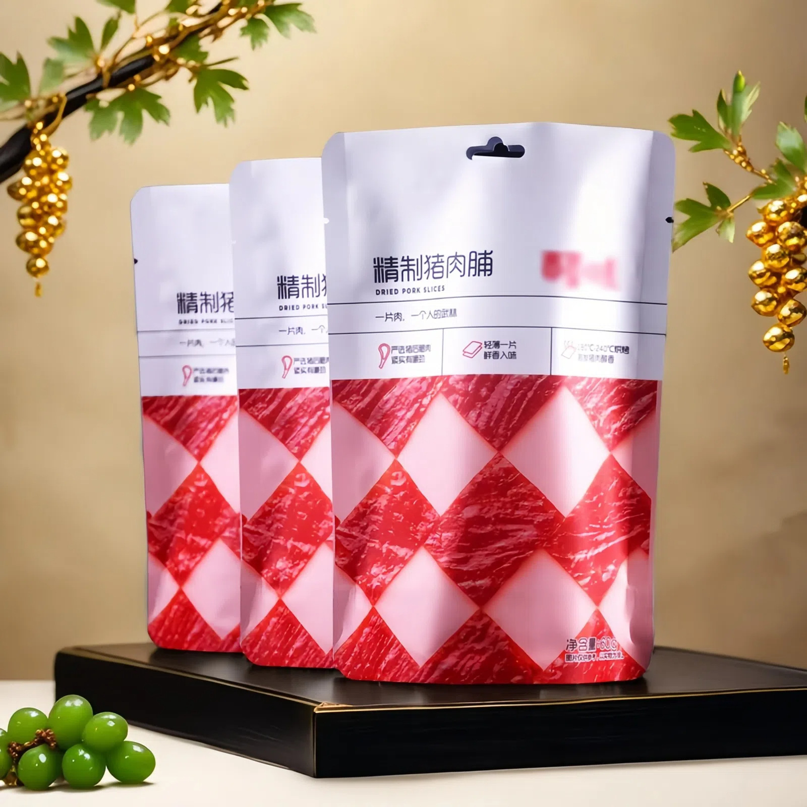 60克猪肉脯食品自立袋休闲食品牛肉干猪肉脯包装袋彩印自立袋铝箔