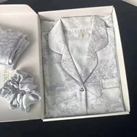 Пижама женская весна и осень тонкий ледяной шелк высокого уровня чувство дамы с длинными рукавами повседневный дышащий кардиган костюм для продажи оптом