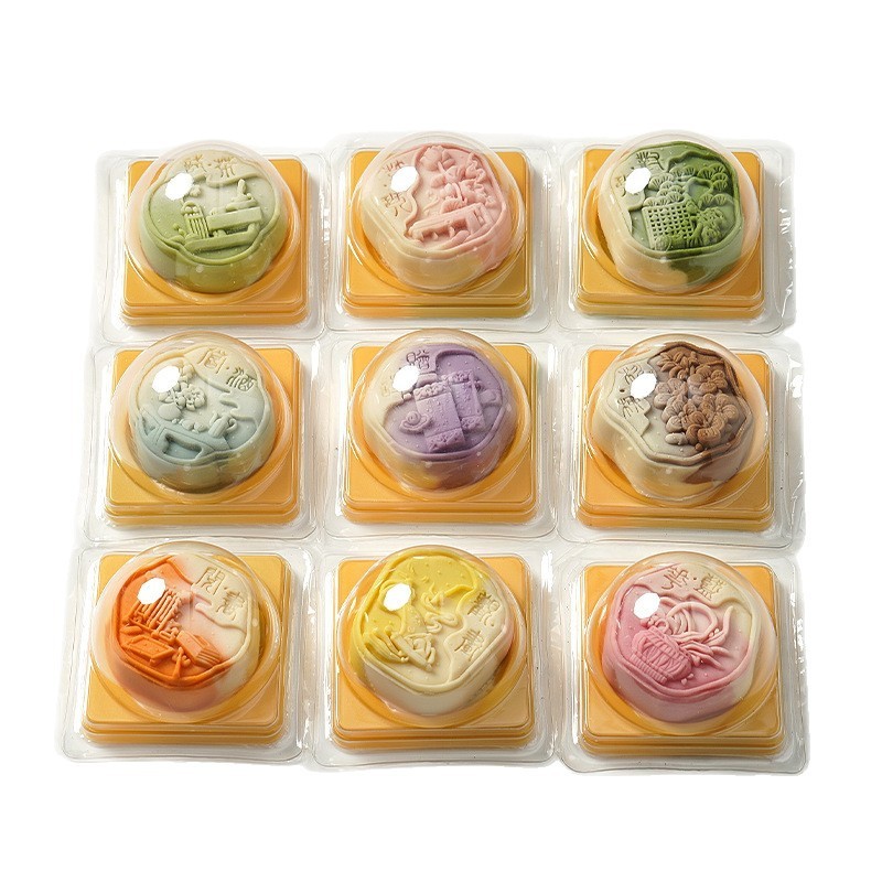 中秋月饼幻彩桃山皮软心渐变色国潮传统糕点伴手礼厂家批发礼盒装|undefined