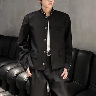 小众设计感短款立领西装外套男款2026新款痞帅宽松百搭廓形外套男