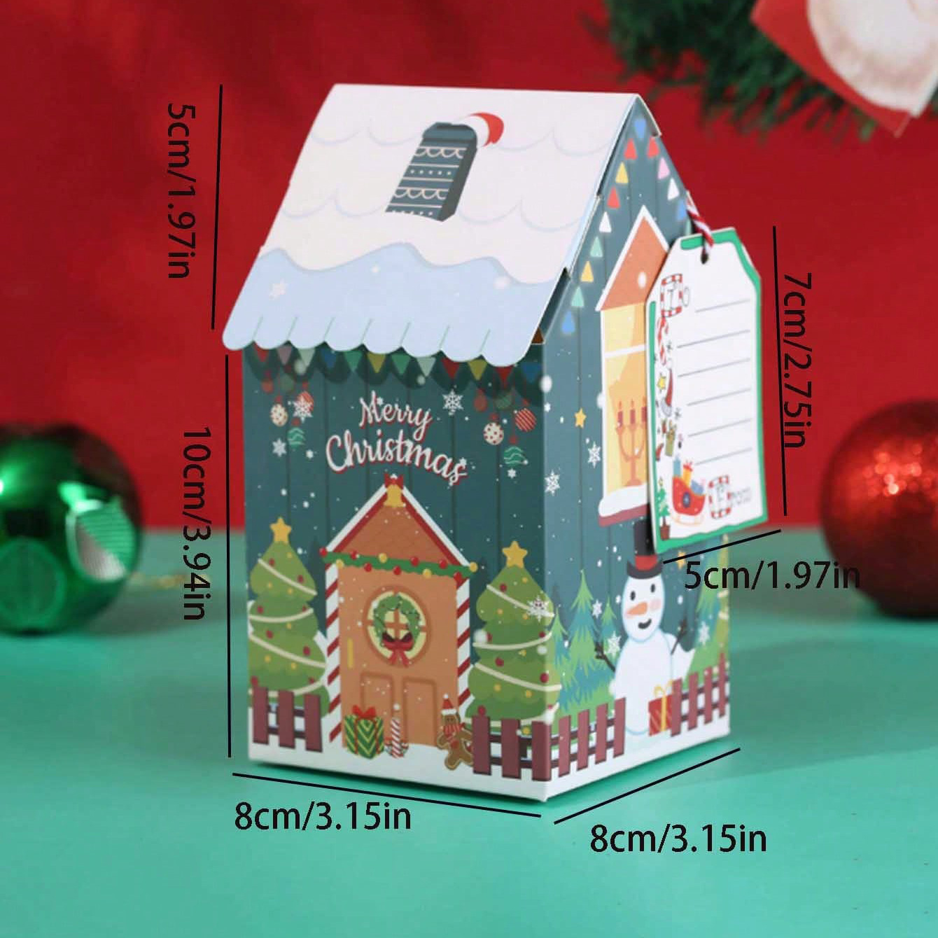 Description Picture 4 of item10PCS Colorful Cross-border Christmas Snowman Gingerbread House Little House Candy Cookie Box Bow Packaging Box Kids Gift Box