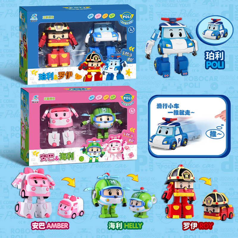 Rongdafeng Transforming Police Car Poli Toy Official Large Transforming Robot Poli Rescue Team Car Robot Toy