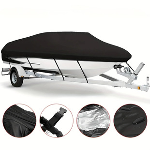 Black 210D Oxford Cloth Silver-Coated V-Shaped Boat Cover Yacht Cover Sun Protection Waterproof Dustproof Cover Cross-Border Yacht-Specific
