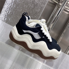 波浪麵包鞋女2024年春季新款時尚舒適增高運動情侶同款厚底休閒鞋