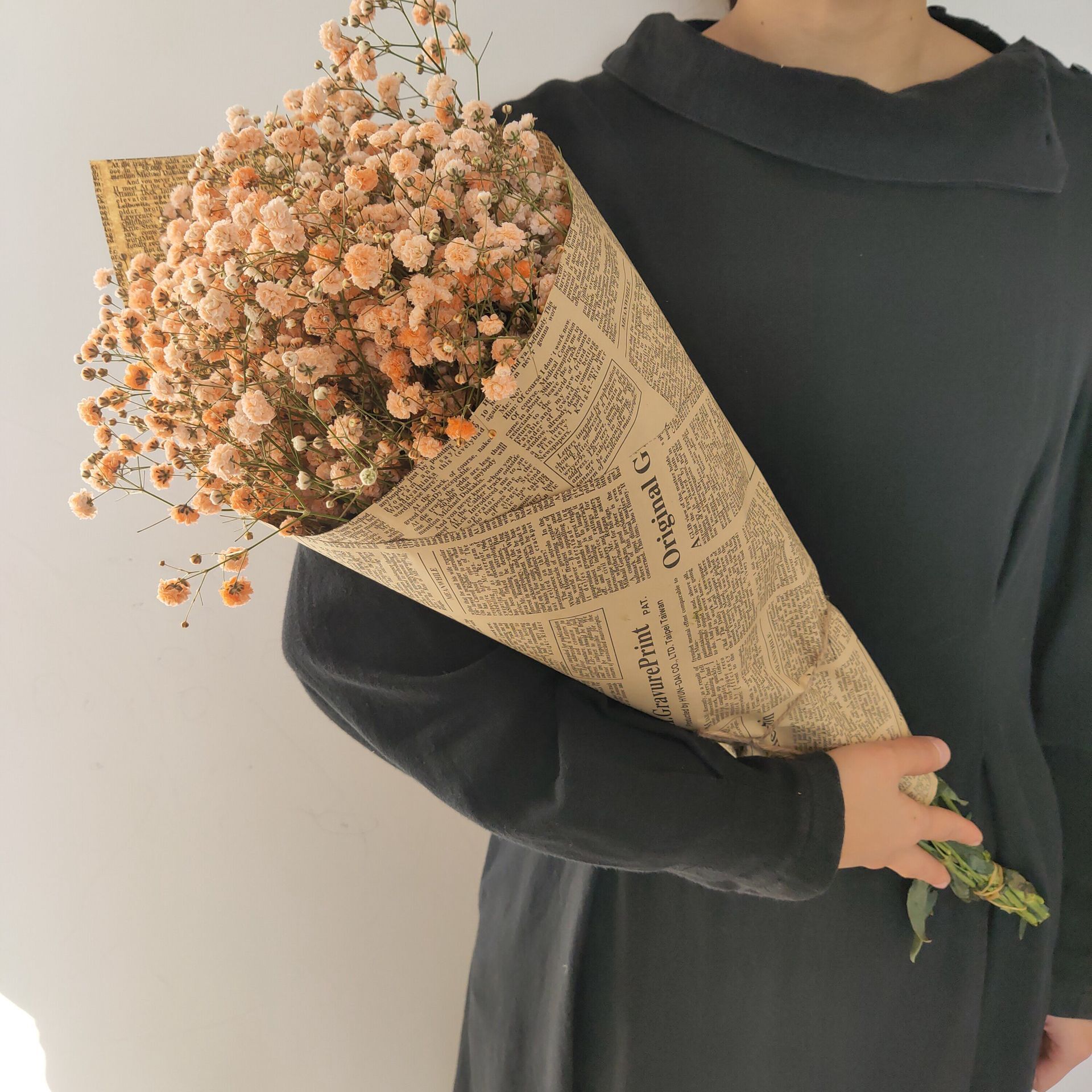 오렌지 안개꽃 복고풍 포장