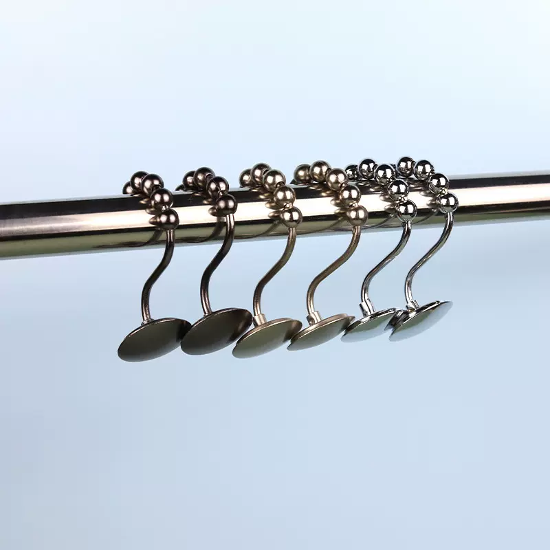 厂家直供锌合金挂钩 浴帘挂钩 五金挂钩 窗帘配件12个一套