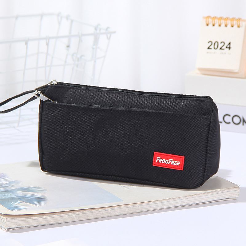 Bolsa de lápiz simple de cinta de color sólido gran capacidad antisucio caja de papelería de doble cremallera bolsas de lápiz de estudiantes de primaria y secundaria fábrica al por mayor