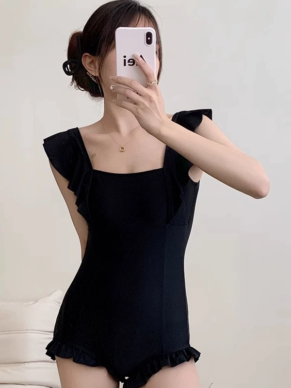 Черный быстрая сушка купальник, премиум, облегающий, slim fit