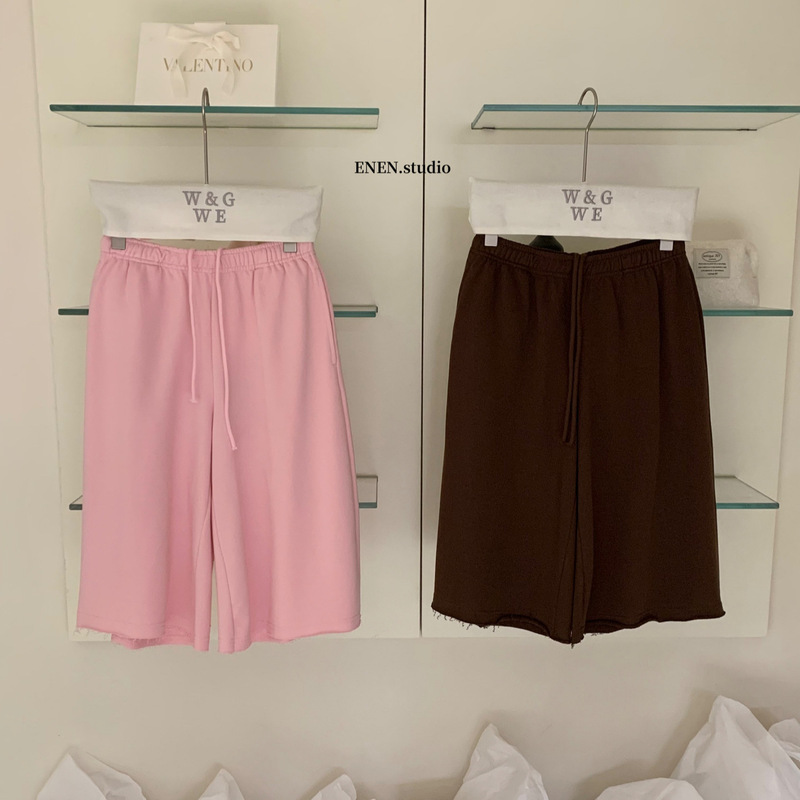 WGWE10677 New Summer Women's Clothing Guangzhou Thirteen Lines Lazy Style Tie-Waist Straight-Leg Versatile Cropped Pants WGWE10677 New Summer Women's Clothing Guangzhou Thirteen Lines Lazy Style Tie-Waist Straight-Leg Versatile Cropped Pants