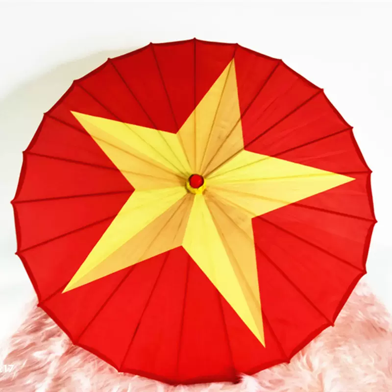 儿童红歌道具舞蹈伞红星闪闪歌五角星伞运动会开幕体操工艺伞批发