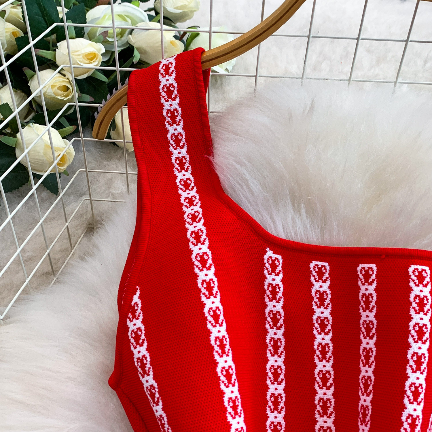 Luxury Petite Embroidered Knit Dress for Women Elegant Slimming A-Line Slip Summer Style Striped Charm_ecoleips.com