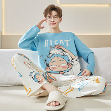 春秋款睡衣男士纯棉长袖大码卡通学生大童秋冬季青少年家居服套装
