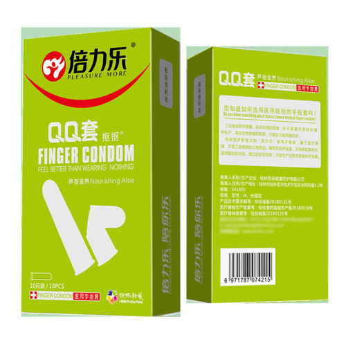 Bailile LES-1-D Female Same-Sex Medical Finger QQ Sleeve Condom G-spot Beads Anal Plug Safe Condom Sex Toys