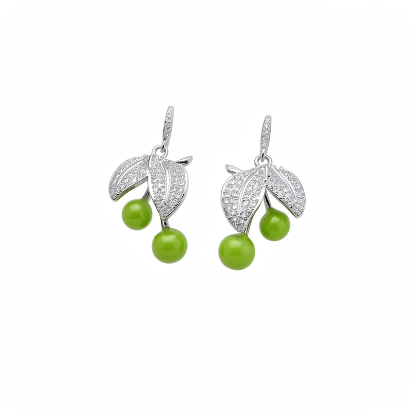 Resina cruzada de piedra iris collar de manzana ligero lujo nicho cadena de clavícula fresca y dulce conjunto de joyería