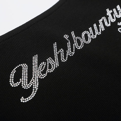 TKPA美式辣妹斜肩喇叭長袖T恤女春夏純欲風修身顯瘦短款露肩上衣