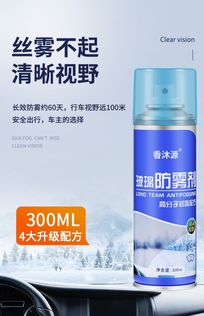 Rainproof agent for rearview mirrors, anti-fog spray for car windshields, rain repellent film for rainy days