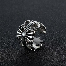 复古摇滚嘻哈戒指男中古不掉色夸张克罗伈戒指高级十字架雕花指环